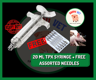 20ml Fiberglass Veterinary Syringe + Free 12pcs assorted needles syringe needle for pig syringe feed