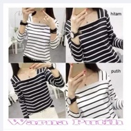 Baju Spandek Salur Stripe Lengan Panjang