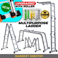12/16/20 Step Aluminium Multipurpose Ladder With Roller Tangga Lipat Aluminium Folding Double Sided Ladder Heavy Duty