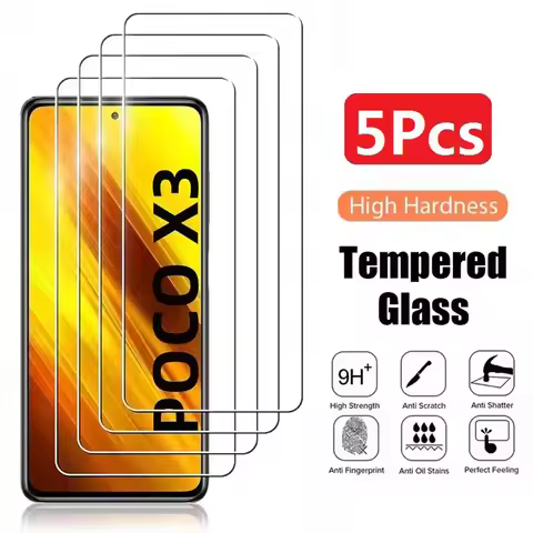 1-5Pcs Tempered Glass Screen Protector For Poco X7 M7 Pro 5G X6 X5 X3 NFC M6 M5s M5 F7 F6 F5 F4 F3 C