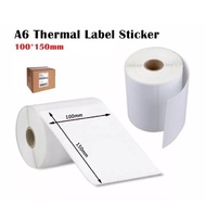 500PCS / 2000PCS 100x150MM A6 THERMAL PRINTER PAPER ROLL TYPE AIR WAYBILL SHIPPING POSTAGE LABEL BARCODE STICKER SHOPEE