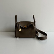 99新🆕 Hermès 愛馬仕 Mini Lindy 大象灰金釦一代