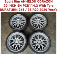 Sport Rim ANHELO CORAZON 20 INCH With Tyre Tire Tayar DURATURN 245/35/R20 For Alphard Vellfire Estim