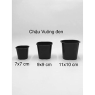 BLACK SQUARE PLASTIC POT 9x9CM
