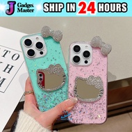 Vivo S1 V7 Plus V25 V27 V27e Y71 Y76 Y02s Y15s Y15a Y22s Y27 Y35 glitter kitty mirror case