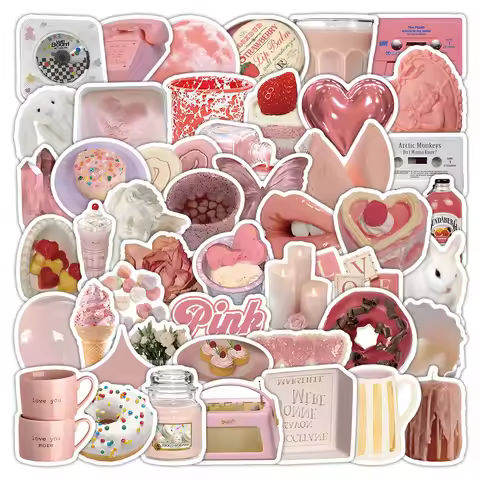 70 Pcs Pastel Pink INS Aesthetic Stickers - Dreamy Decor for Journals, Phone Cases & Water Bottles R