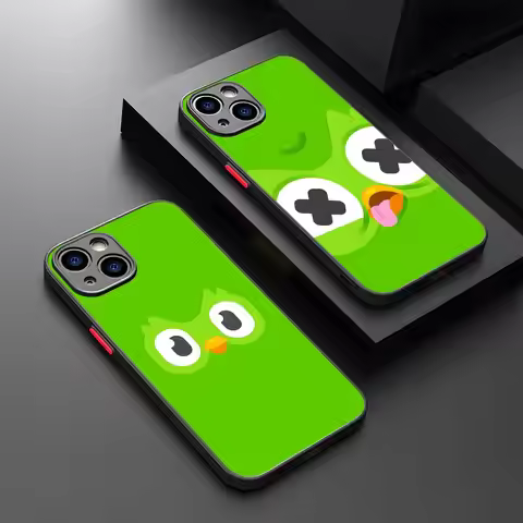 Duolingo Owl Phone Case Matte Transparent For Iphone 16 15 Max 14 13 Mini 12 Pro 7 8 11 XR Xs X Plus