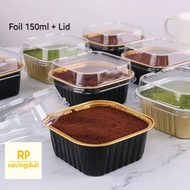 10pcs 150ml ALUMINUM FOIL + LID TRAY SQUARE BOX PUDDING EGG TART CHEESE CAKE PREMIUM ALUMINIUM FOIL 