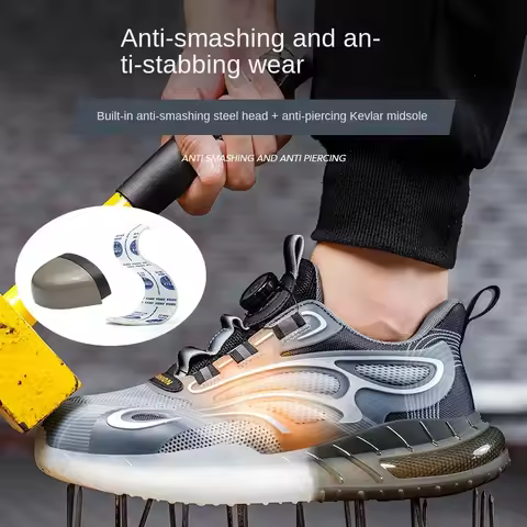 Men's Fashion Work Safety Shoes High Top Steel Toe Work Shoes Men Anti-puncture Safety Shoes Safety 