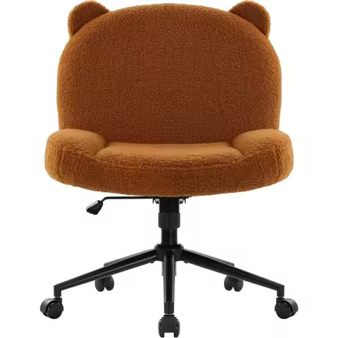 Armless Office Desk Chair with Wheels,Ergonomic Criss Cross Legged Computer Chair with Fabric Padded