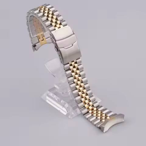 For Seiko 5 GMT SSK001 003 005 SSK027 033 035 036 22mm Jubilee Silver Gold Strap Solid Curved-End St