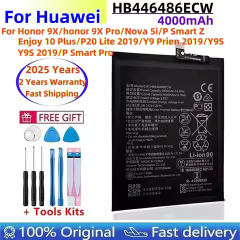 100% Orginal HB446486ECW 4000mAh Battery For Huawei P smart Z/honor 9X/honor 9X Pro/Nova 5i/Enjoy 10