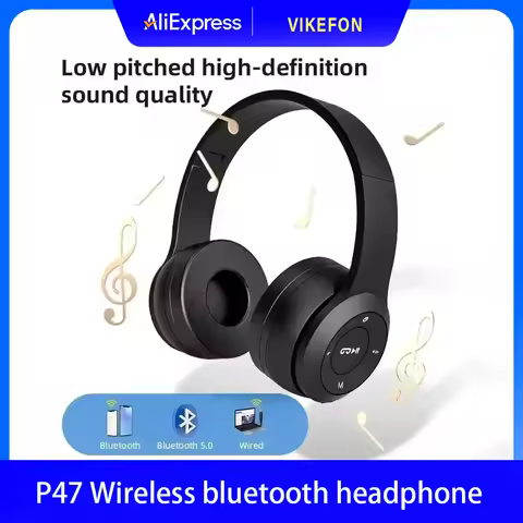 Wireless bluetooth P47 headphone With Mic Noise Cancelling Headsets Stereo Sound Earphones Sports Ga