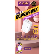 V-GeN VTC1-26 Fast Charging QC 3.0 PD 20W Type C VGEN Charger Adapter