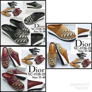 Dior YC-5728-25 Print Logo And Crystal Mules Open Toe Wedge Shoes 5cm