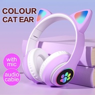 Cute Cat Ear Headphones Wireless LED Luminous Cat Claw Wireless Headphones Bluetooth Headset Heavy B