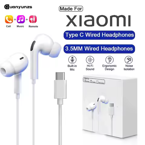 Original Type C Wired Headphone For Xiaomi Mi 14 13 12 Pro Ultra Lite 3.5MM Earphone Redmi Poco Huaw