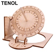 [TENOL] Equatorial Sundial Clock DIY Wooden Scientific Model Easily Install Durable