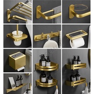 [SG Seller] Gold Colour Towel Rack Shower Shampoo Shelf Toilet Paper Holder Toilet Brush Holder Bathroom Accessories