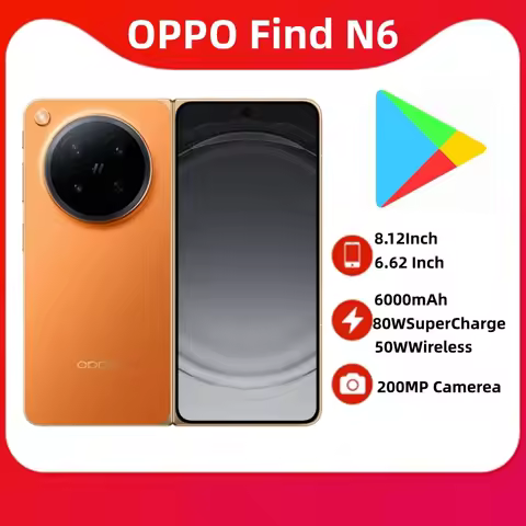 OPPO Find N6 Mobile Phone 8.12‘’ 6.62‘’ 6000mAh 80W SuperCharger Google Play Store 200MP Main Camera