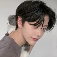 wig poni belah tengah rambut pendek wig pria korea berbulu alami-COD-ER