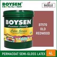 Boysen Color Series Permacoat Semi-Gloss Latex Old Redwood B7570 Acrylic Latex Paint - 4L