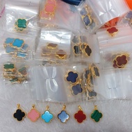 18k au750 yellow gold 15mm Agate stone Clover pendant*&-&