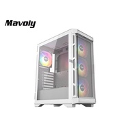 松聖 Mavoly LIME-0820 白色 下置 ATX 電腦機殼 內建四風扇 TYPE-C 前置可拆式濾網 側掀玻璃 