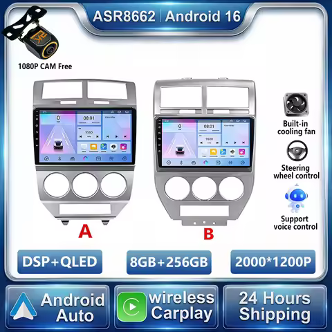 Android 16 Radio For Dodge Caliber Jeep Compass 1 MK Patriot 2006 - 2010 Multimedia Player Stereo He