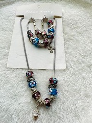 模仿潘朵拉頸鍊手鍊耳環套裝  Imitate Pandora charms necklace bracelet earrings set