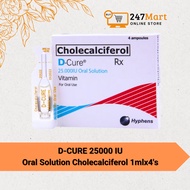 [EXP:09/2026]  D-CURE 25000 IU Oral Solution Cholecalciferol 1mlx4's