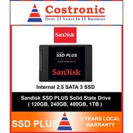SanDisk 120GB / 240GB / 480GB / 1TB SSD PLUS INT 2.5 SATA3 SSD (LOCAL WARRANTY 3YEARS WITH LOCAL DISTRIBUTOR)