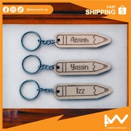 [SIAP 1 HARI] Keychain Custom Nama / Wood Keychain / Laser Engraved Keychain/ Keychain Murah / Custo