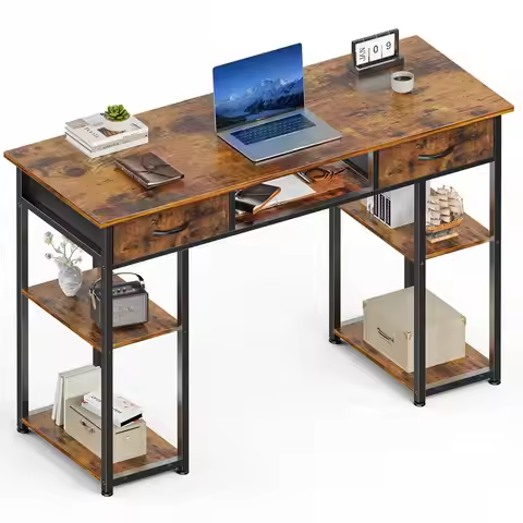 Computer Gaming Desk with Drawers amp Storage Shelves 48 Inch Bedroom Writing Study Home Office PC T