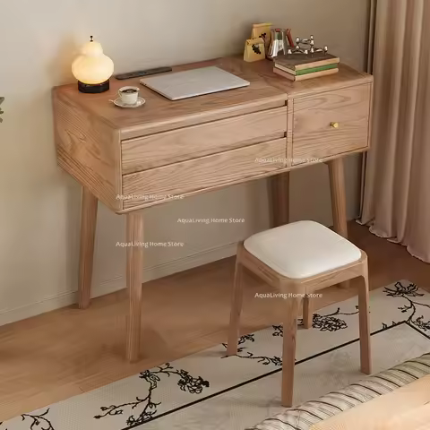 New All-solid Wood Makeup Vanities Bedroom Small Flip-top Dressing Cabinet Makeup Vanities Storage H