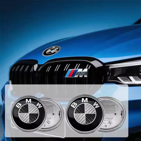 1Pcs automobile hood and trunk badge carbon fiber decorative badge 74/82mm for BMW X5E70 E30 F32 F35