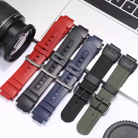Rubber Watch Band For Casio AWG-M100 M101 AW-591 590 G-7700 7710 Men's Resin Sports Waterproof Strap