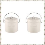 (UJCZ) 2X Compost Bin 3L - Stainless Steel Kitchen Compost Bin - Kitchen Composter for Food Waste -
