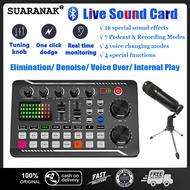 Bluetooth Sound Card with Condenser Microphone Kit 16 Sound Effects Audio Recording Sound Mixer Audio Mixing Console Amplifier for Phone PC Live Broadcast Karaoke