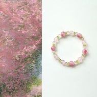 原創手工潯花天然薔薇石粉水晶橄欖石手串桃花戀愛好運女生禮物