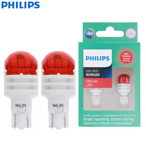 Philips LED 921 T16 T15 W16W Ultinon Red Color Car Exterior Turn Signaling Bulbs LED Brake Stop Rear