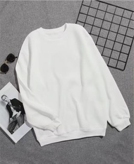 Sweater Basic/Sweater Polos Crewneck Polos Putih