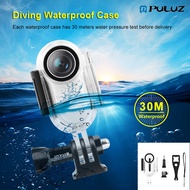 PULUZ 30เมตรใต้น้ำกันน้ำที่อยู่อาศัยเคสสำหรับ Insta360 GO 2,พร้อมฐานอะแดปเตอร์และสกรู