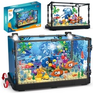 Vocrev Fish Tank Building Block Set for Adults and Kids Lighting Aquarium Building Block Toys for Bo