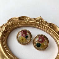 Silver Needle Vintage Phnom Penh Dry Flower Earrings Ear Clip Clip-On