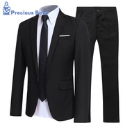 Men Suit Set Lapel Formal Stylish Buttons Pockets Blazer for Dating Trendy Wedding Suit