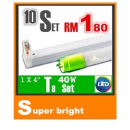 10 Set LED T8 40w Tube 4ft ( Super Bright ) C/W Fitting