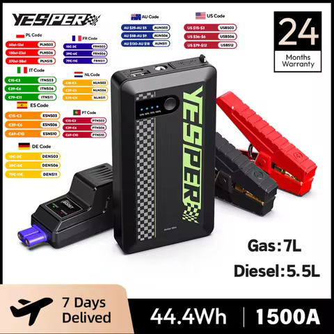 YESPER 1500A Mini Jump Starter with Smart Clamp, 12V Booster for 7L Gas/5.5L Diesel, Emergency Power