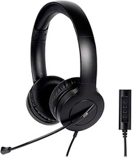 Monoprice WFH 3.5mm + USB Wired On-Ear Web Meeting Headset, Lightweight, USB in-line Controller, Use
