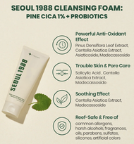 SEOUL 1988 潔面乳: 松萃積雪草 1% + 二裂酵母益生菌 150毫升 - 針對痘痘/黑頭/粉刺/舒緩 - 原裝行貨 - EXP: 2028.07